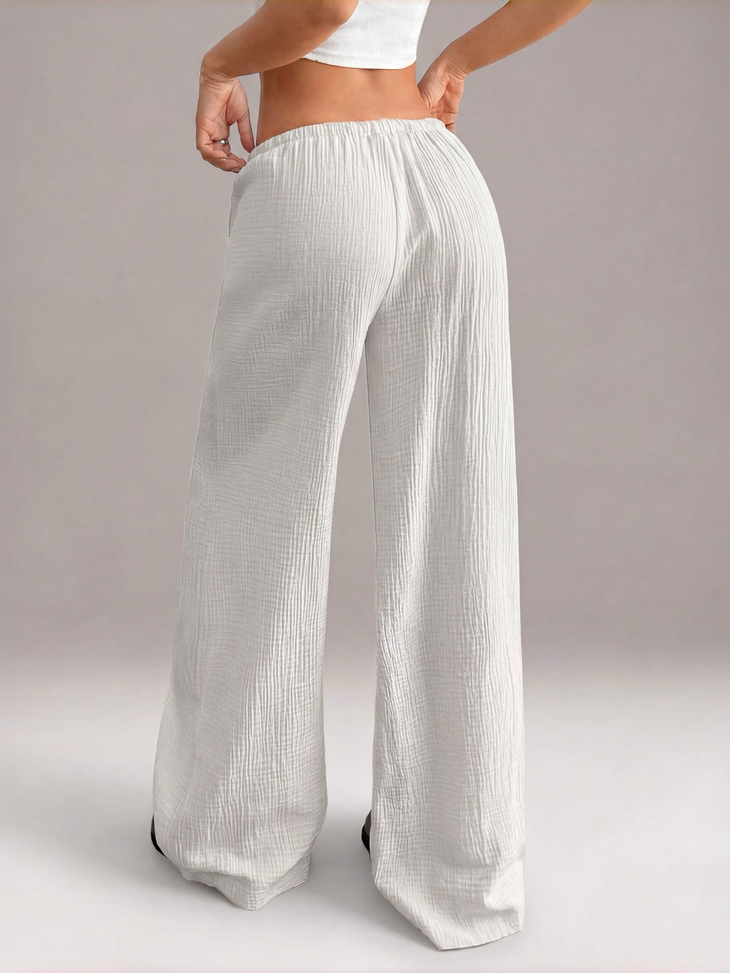 Women's  Minimalist Wide Leg Pants with Adjustable Drawstring Waist
