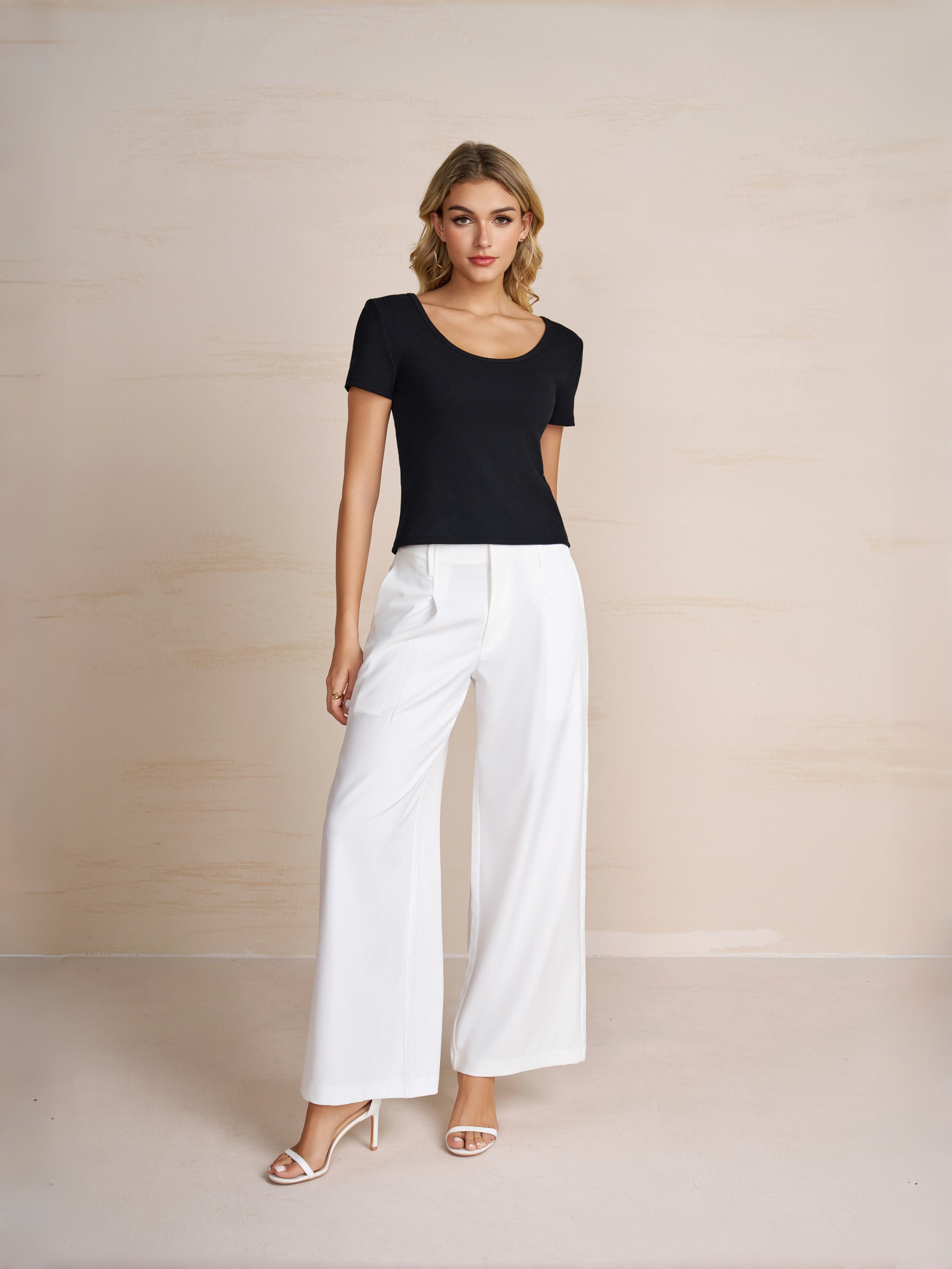 Versatile Ribbed Scoop Neck Slim Top for Daily Wear