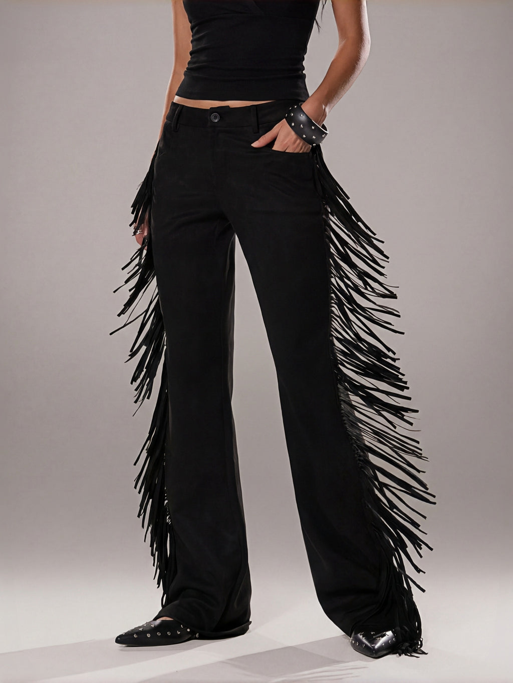 Western Cowgirl Fringe Flare Pants