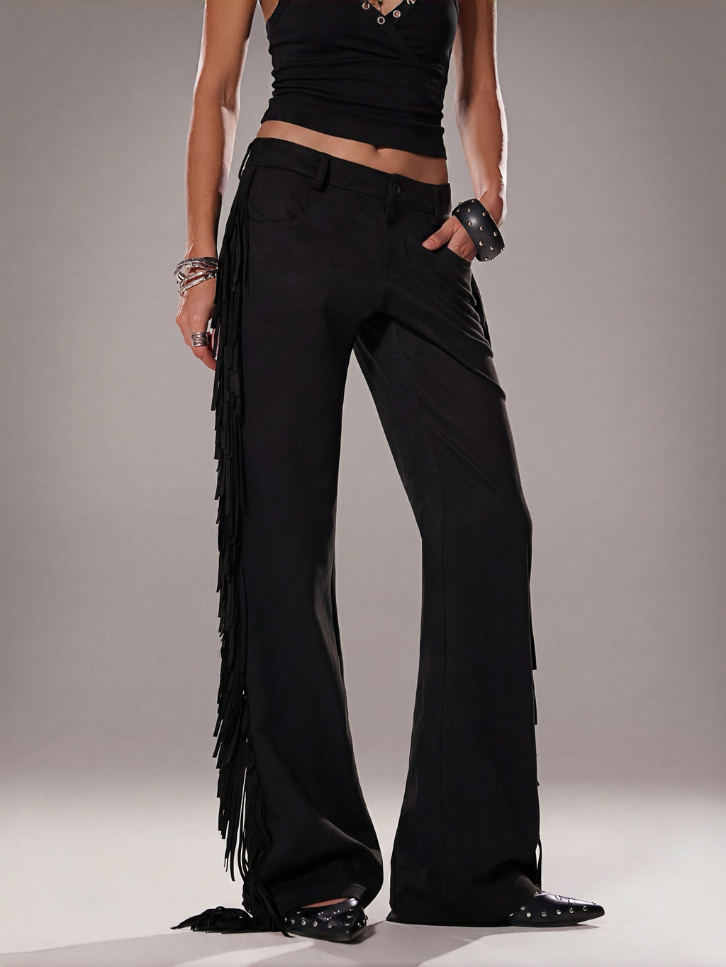 Western Cowgirl Fringe Flare Pants