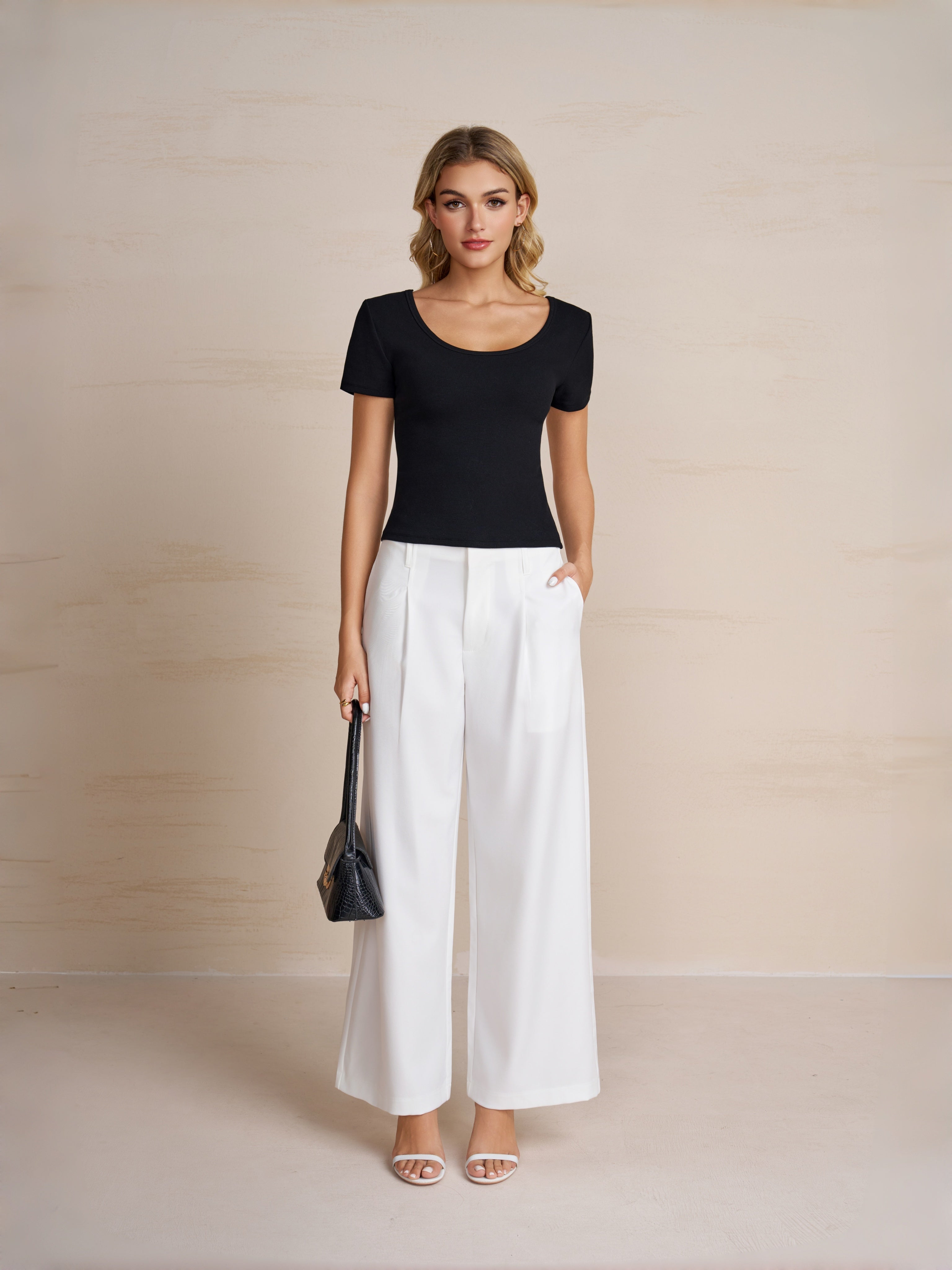 Versatile Ribbed Scoop Neck Slim Top for Daily Wear