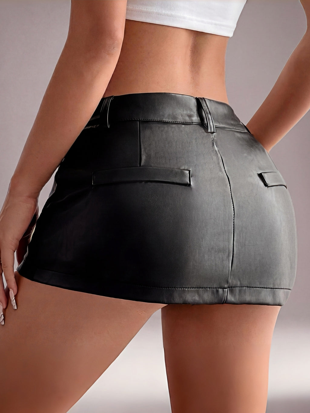 Women's Black Faux Leather Bodycon Mini Skirt