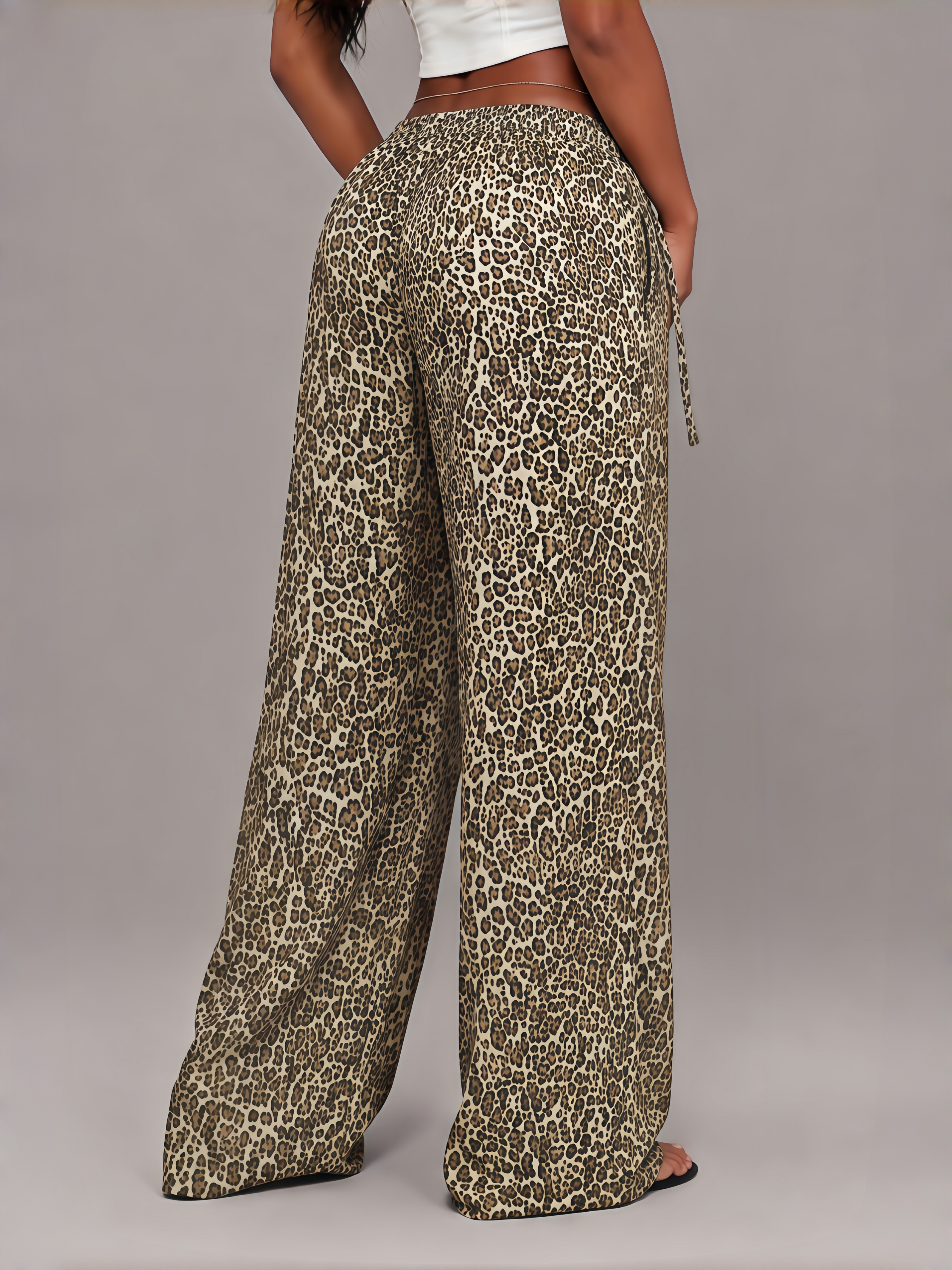Women's Bold Leopard Print Wide Leg Pants