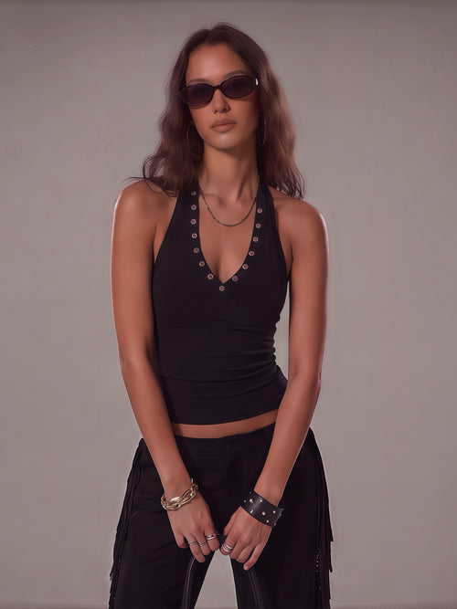 Western Cowgirl Halter Crop Top