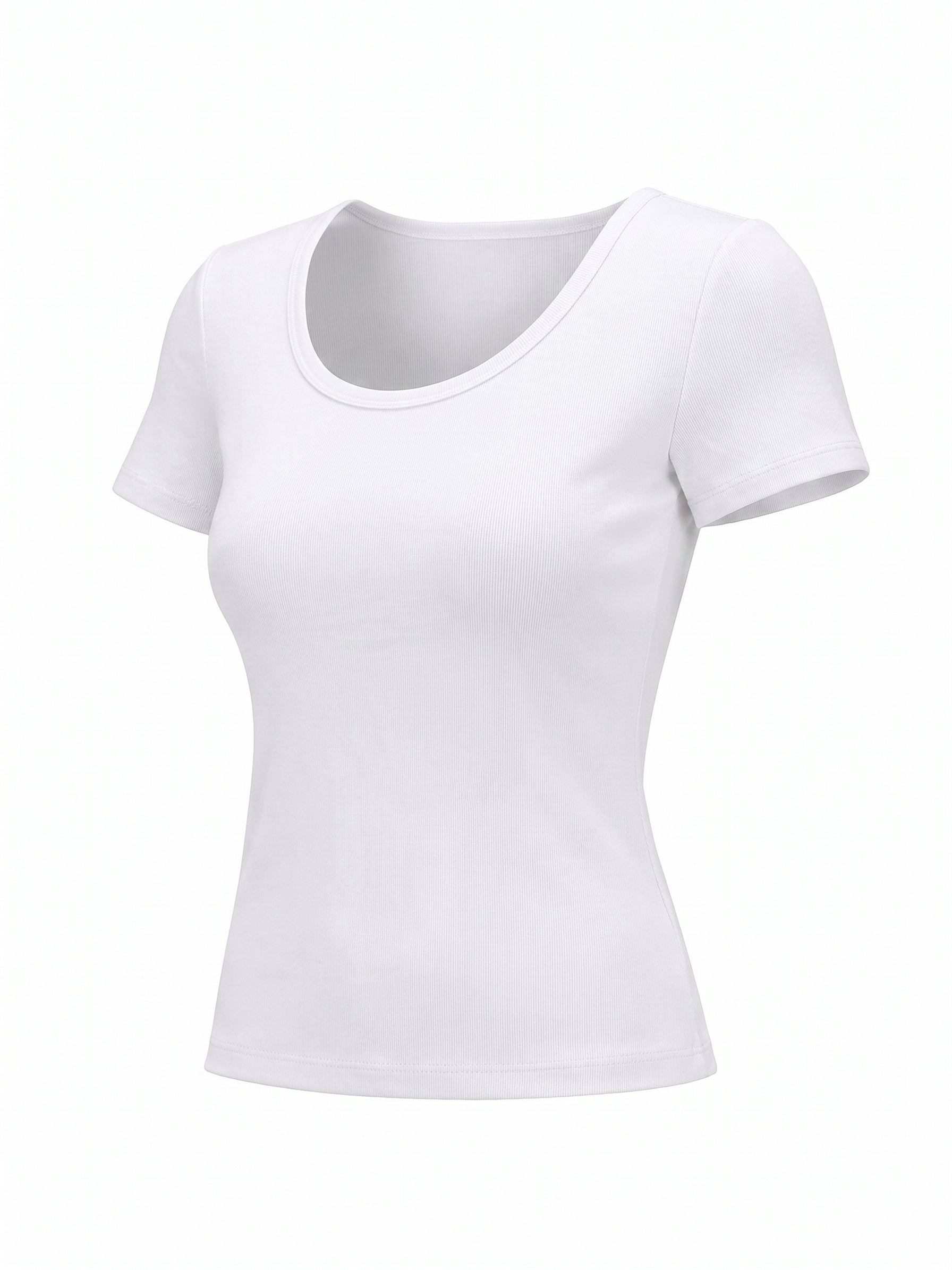 Versatile Ribbed Scoop Neck Slim Top for Daily Wear