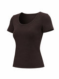 Versatile Ribbed Scoop Neck Slim Top for Daily Wear