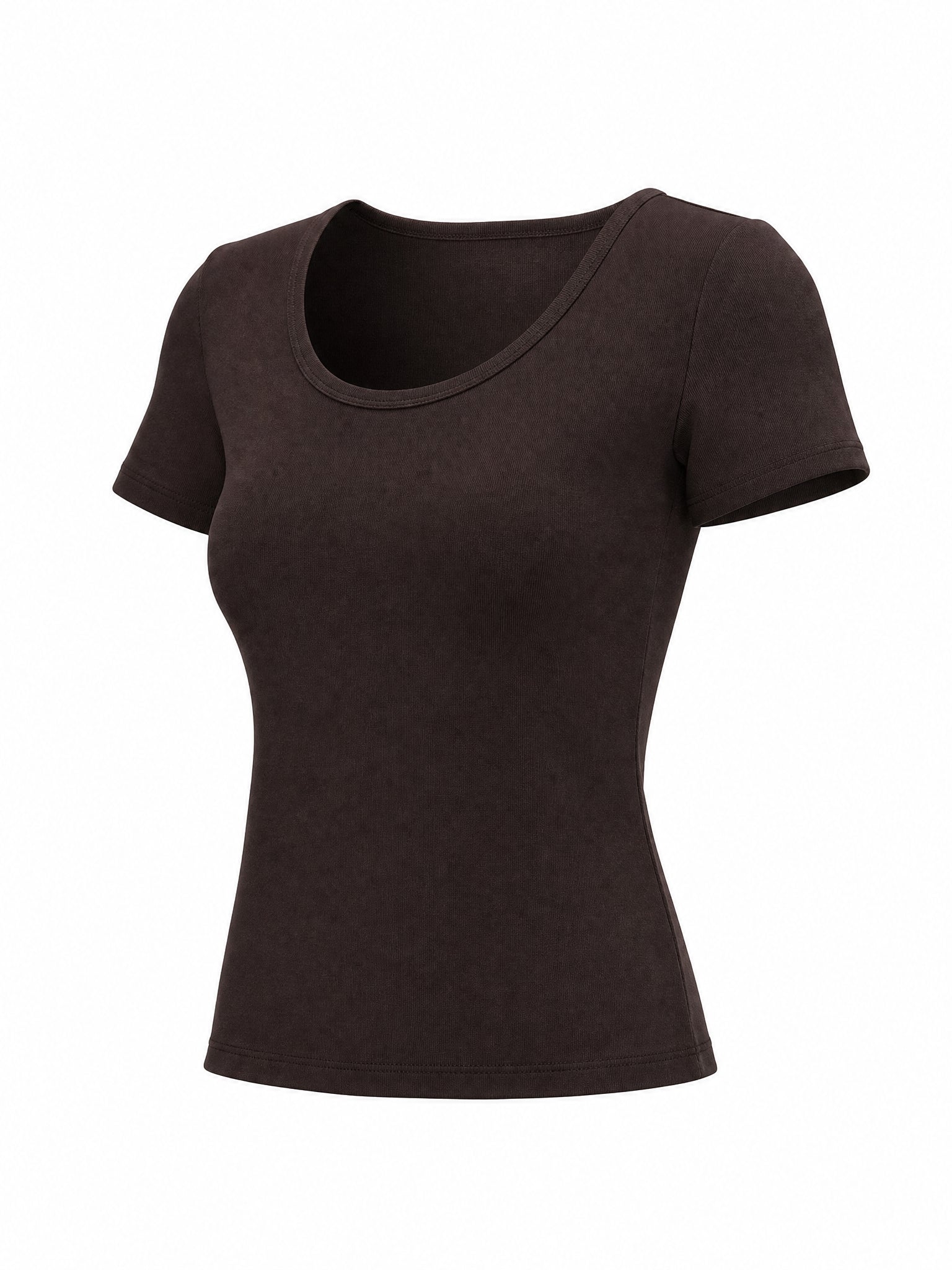 Versatile Ribbed Scoop Neck Slim Top for Daily Wear
