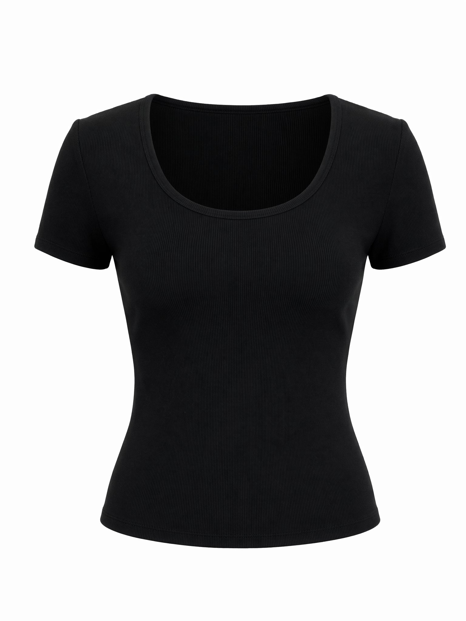 Versatile Ribbed Scoop Neck Slim Top for Daily Wear
