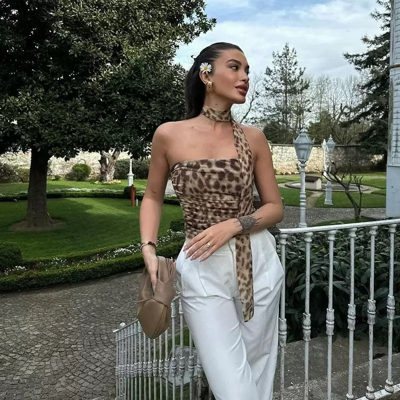 Wild Affair Leopard Scarf Top