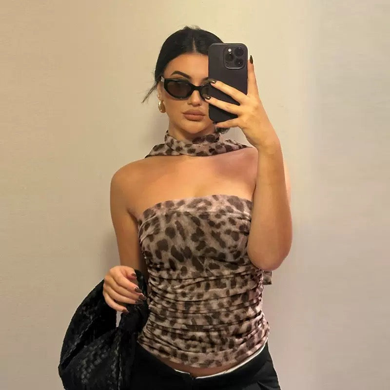 Wild Affair Leopard Scarf Top